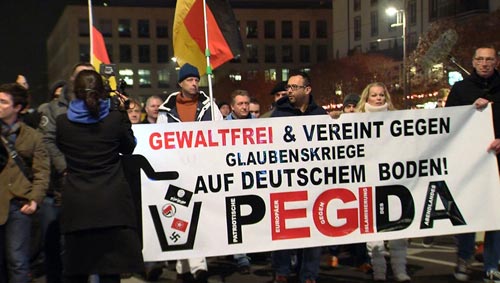 Pegida - no violence and unity against the belief war in our country